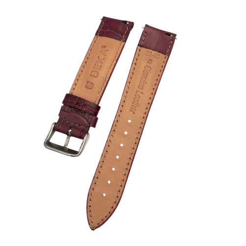 20 mm Bombeli Kroko Bordo Deri Saat Kordonu